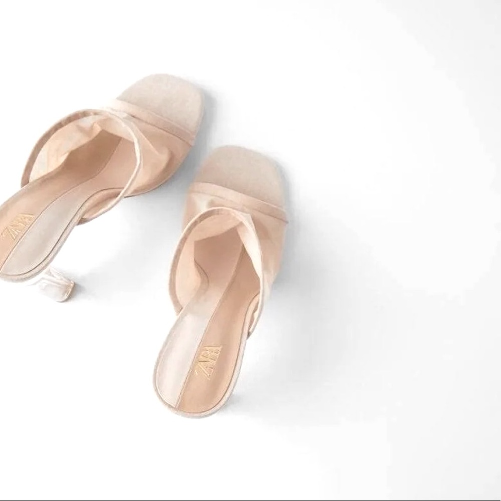 ZARA MESH HIGH-HEEL MULES - New Women | Color: Beige | Size: 8